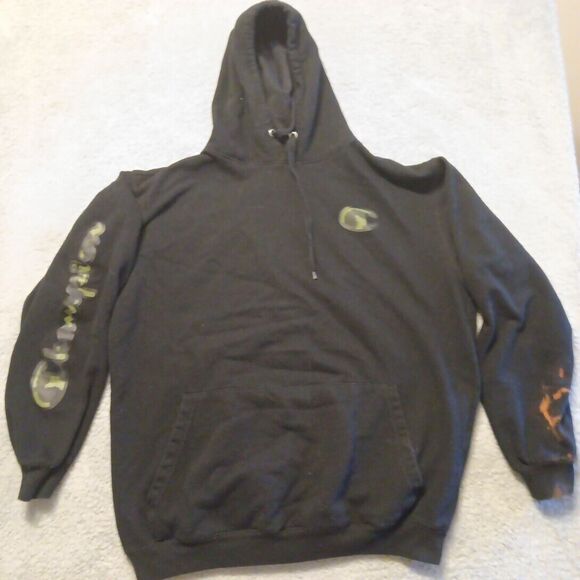Carhartt Hoodie Sweatshirt Black XL Tall Mens Black Camo Logo Pullover - Picture 1 of 6